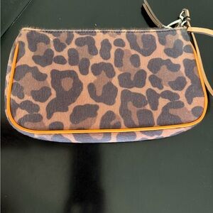 LOFT Animal Print Wristlet/Purse with Vibrant Orange Trim. (Live, Love, Loft)